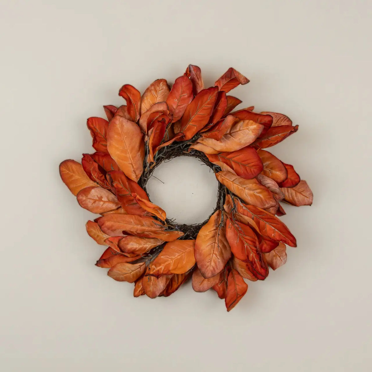 Dried Orange Magnolia Leaves Candle Ring