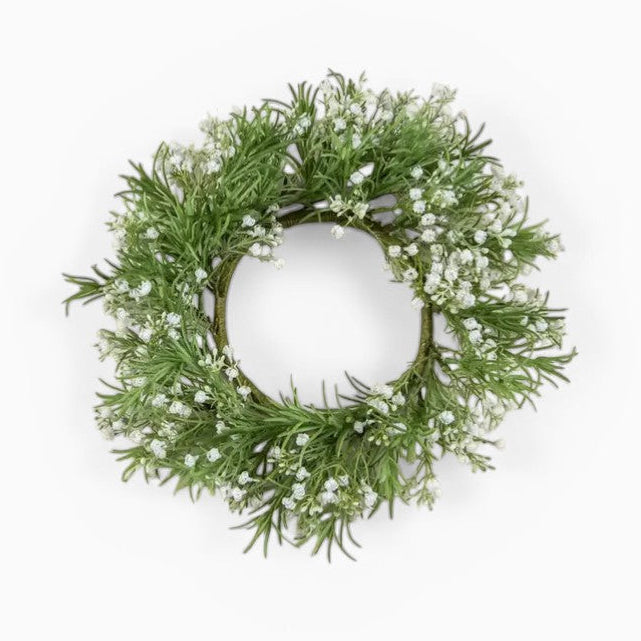 White Baby's Breath Candle Ring