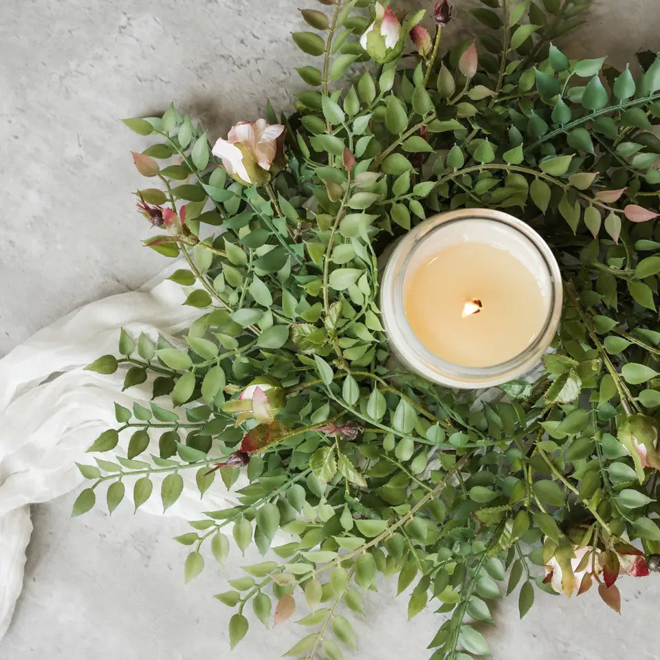 Peach Rose & Smilax Candle Ring