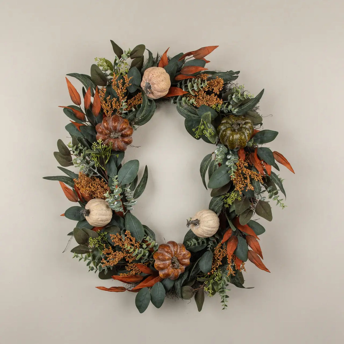 Pumpkin & Eucalyptus Oval Wreath