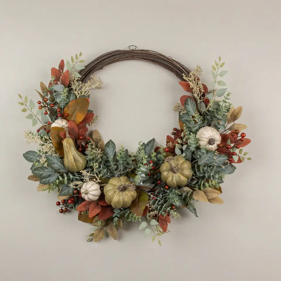 Pumpkin, Eucalyptus & Berries Twig Wreath