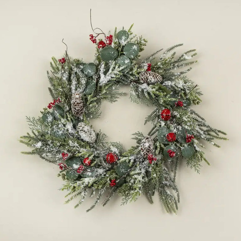 Snowy Pine, Bells & Berries Wreath
