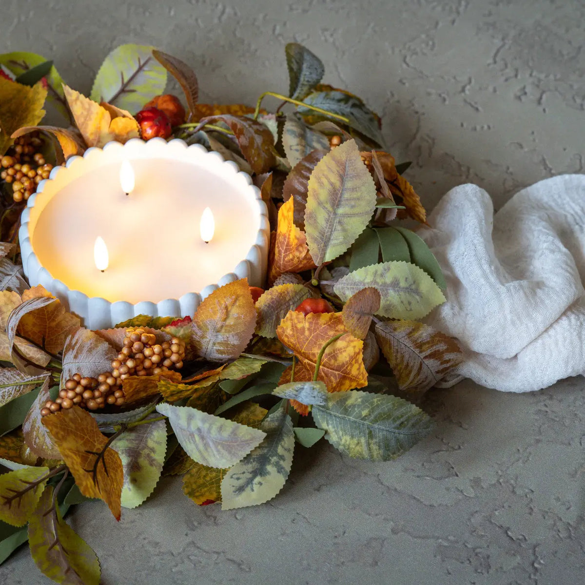 Maple Leaf & Mini Pumpkin Candle Ring