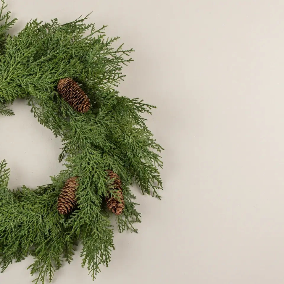 Uniform Cedar & Pinecone Wreath