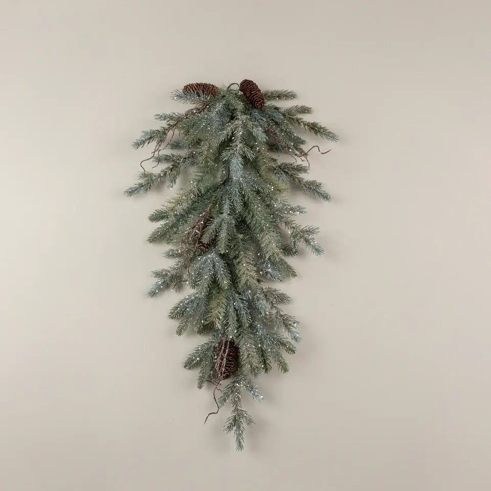 Glittered Pine & Twig Hanging Bush