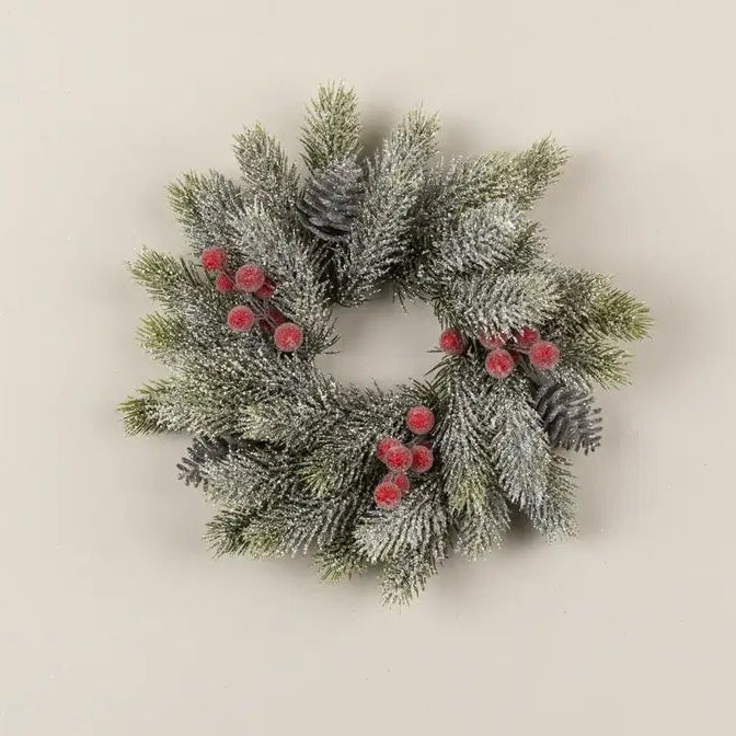 Frosted Pine & Berry Candle Ring