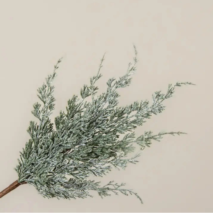 Glittered White Cypress Spray