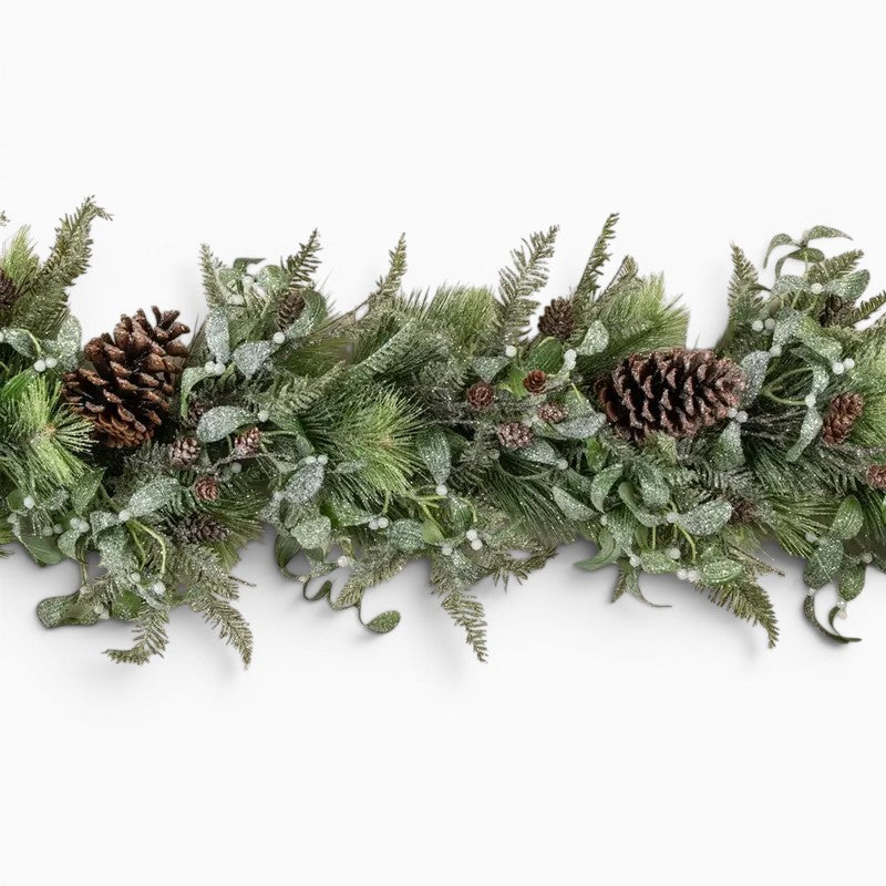 Frosted Pine, Hemlock & Mistletoe Garland