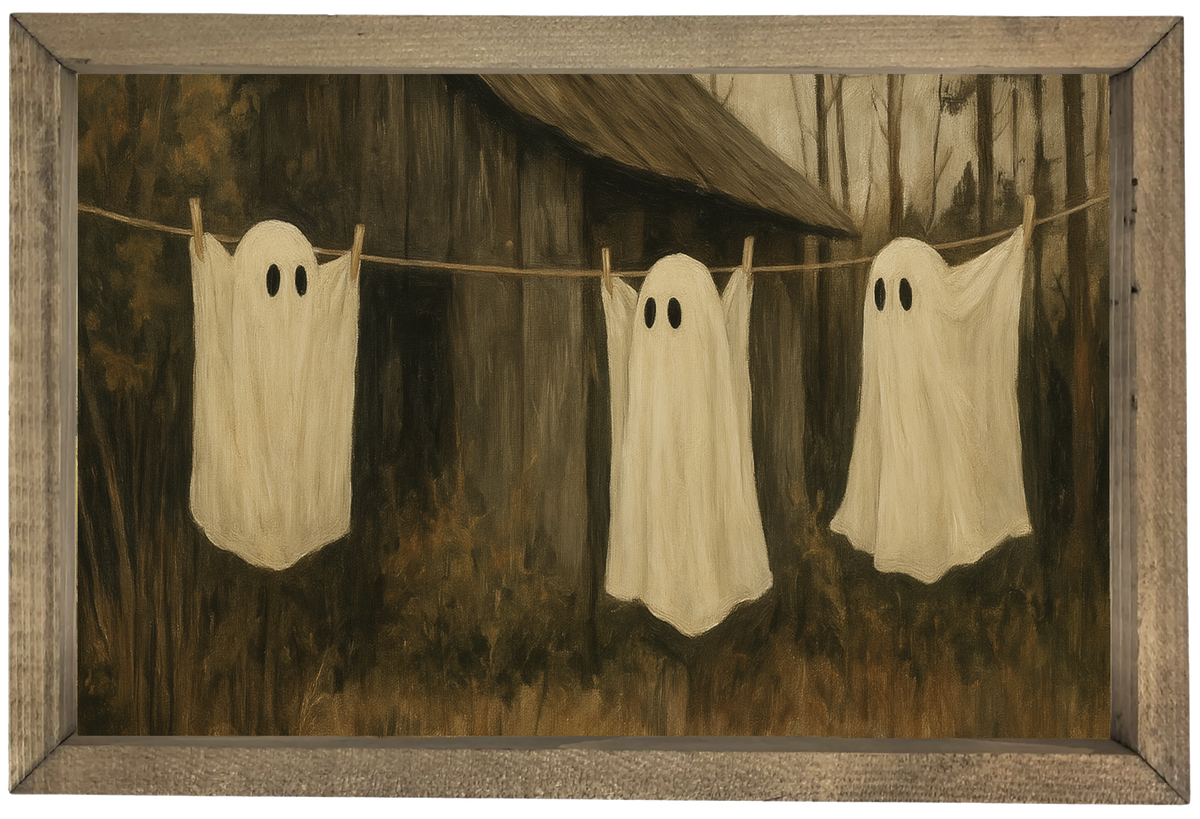 Ghosts On Clothesline Framed Art