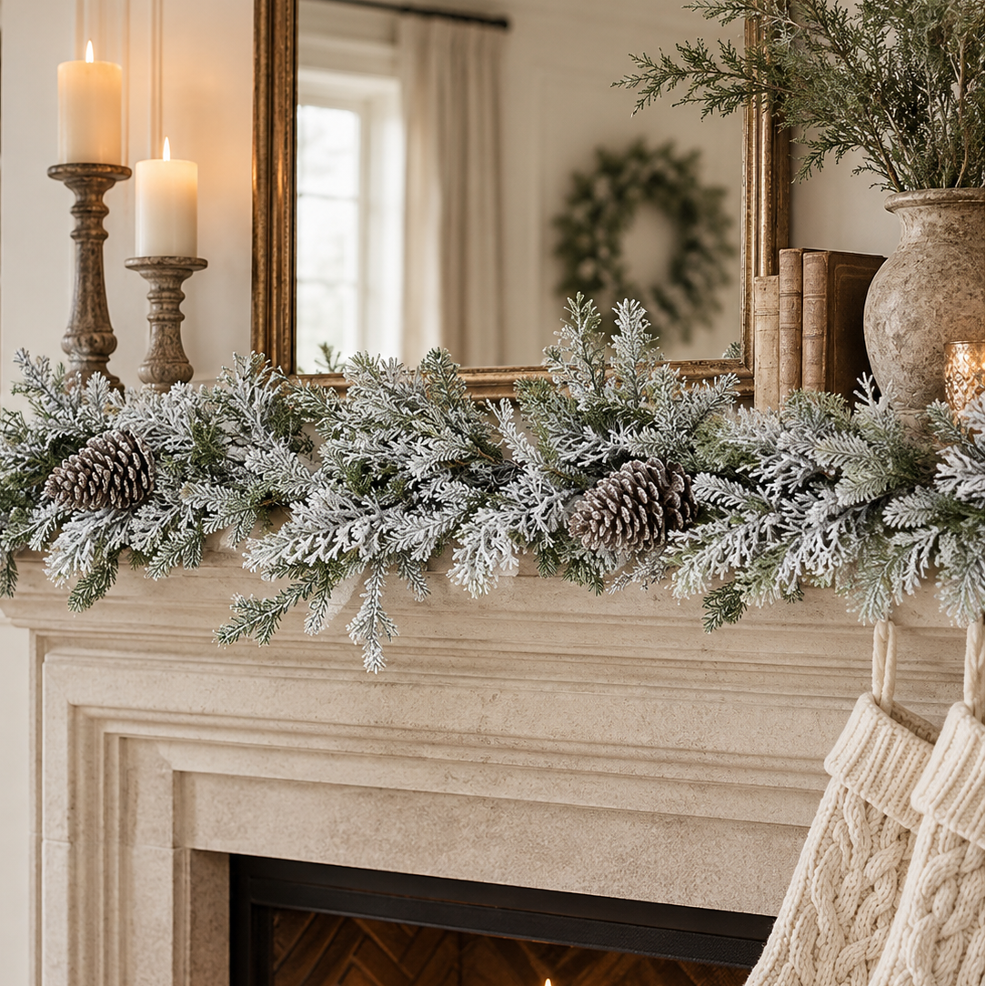 Glittered Pine & Pinecone Garland