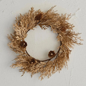 Gold Leaf Wreath With Pinecones