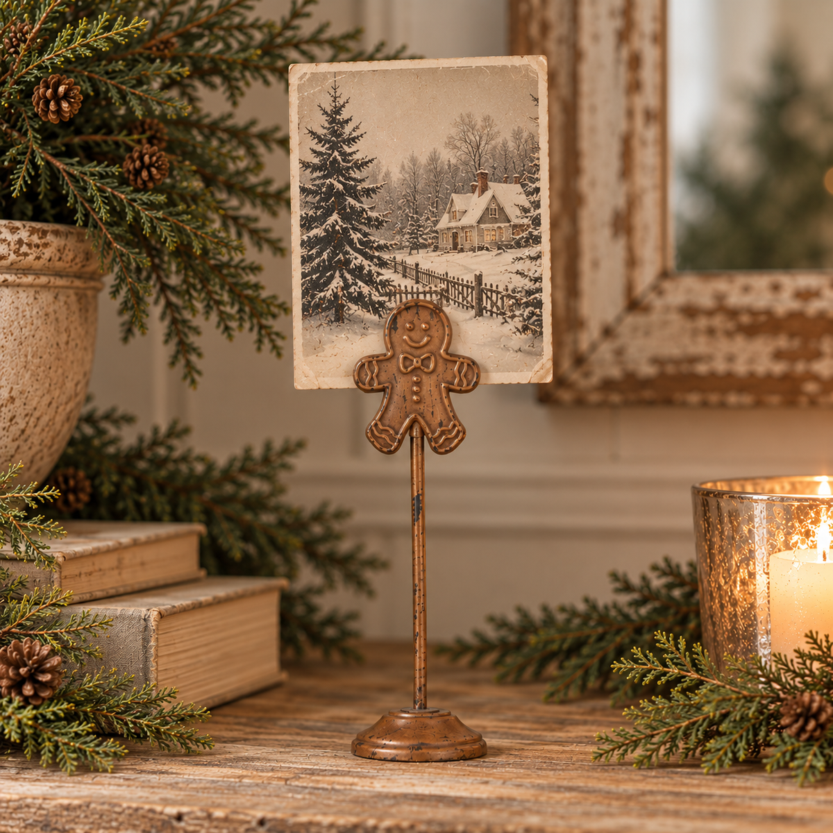 Gold Gingerbread Place Card Holder