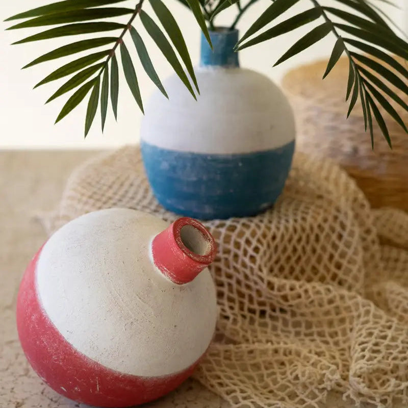 Clay Round Fishing Bobber Bud Vase Set