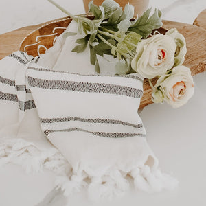 Haley Two Stripe Turkish Cotton & Bamboo Hand Towel