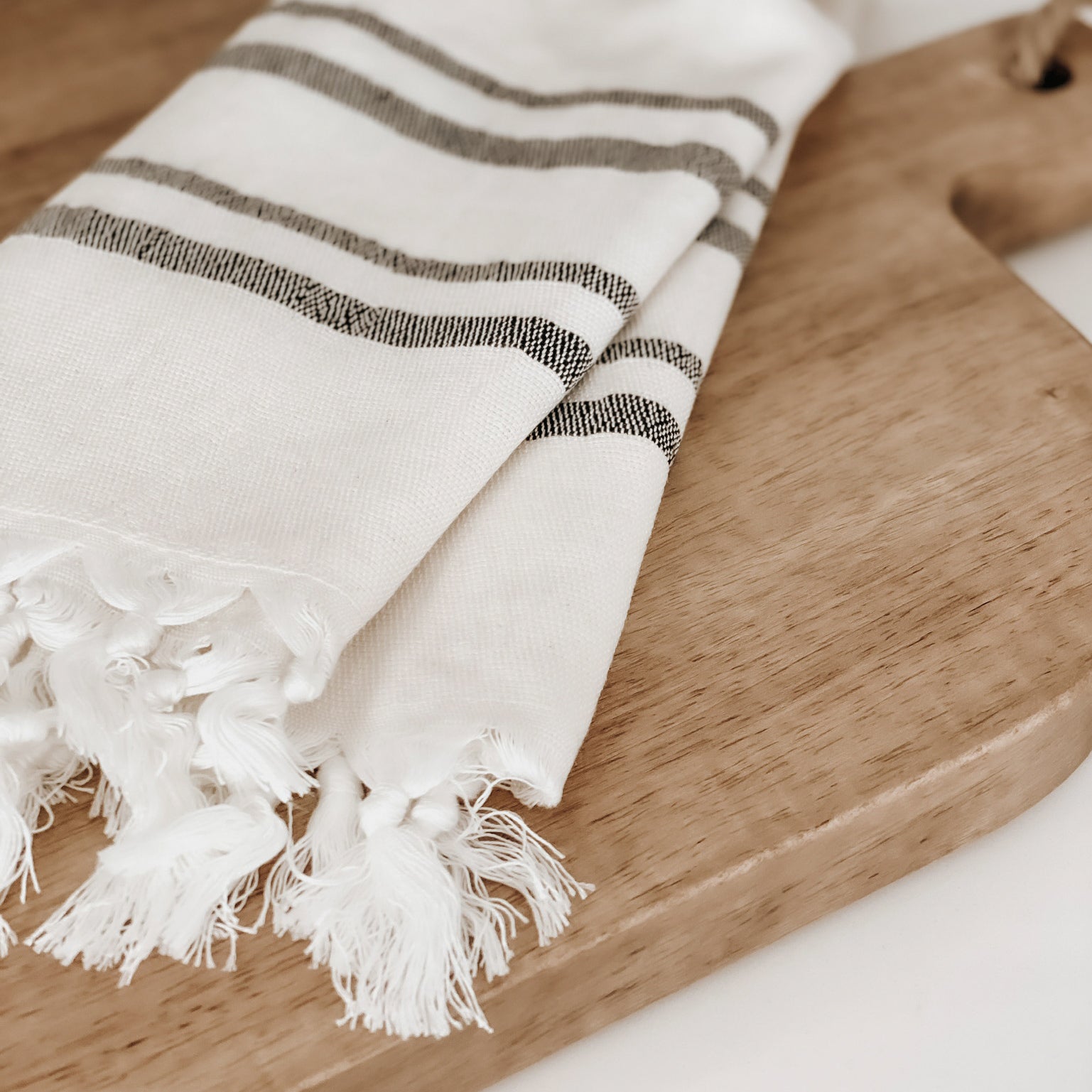 Haley Two Stripe Turkish Cotton & Bamboo Hand Towel
