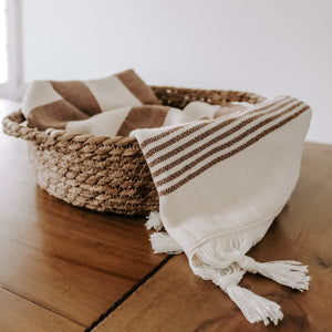 Neutral Stripes Turkish Cotton & Bamboo Hand Towel