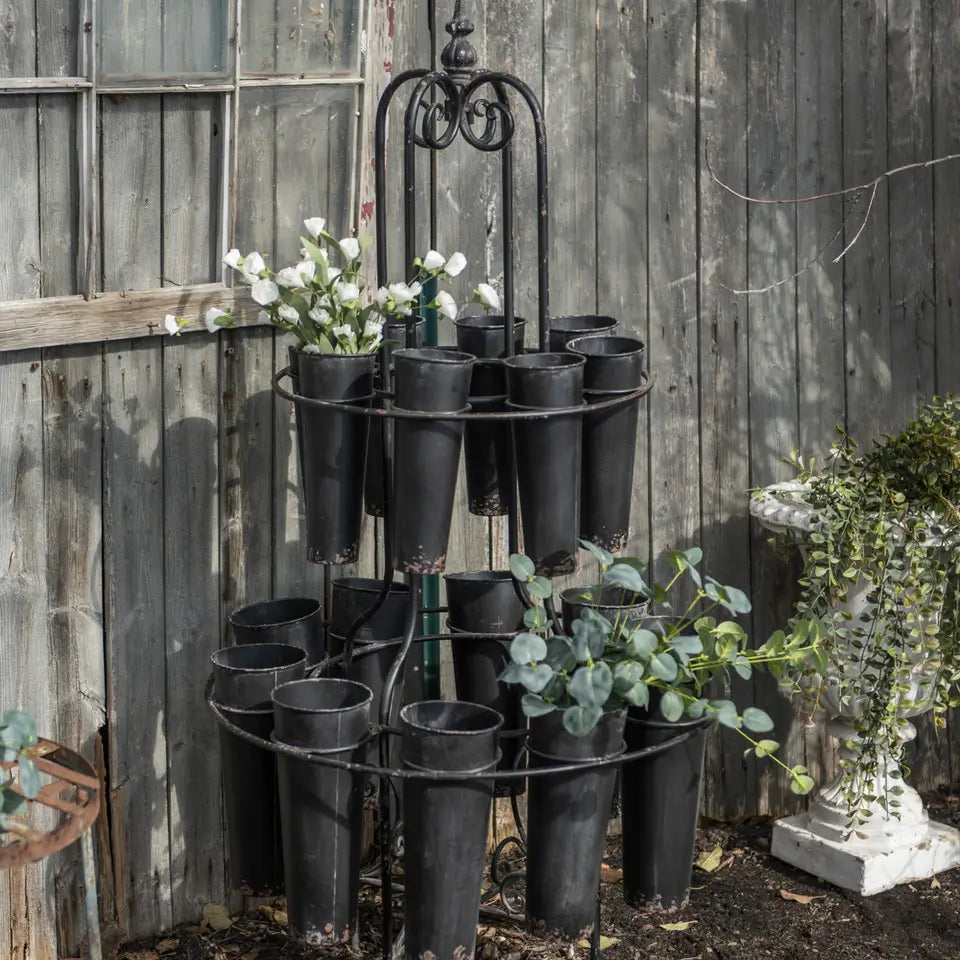 Eighteen Bucket Black Floral Stand
