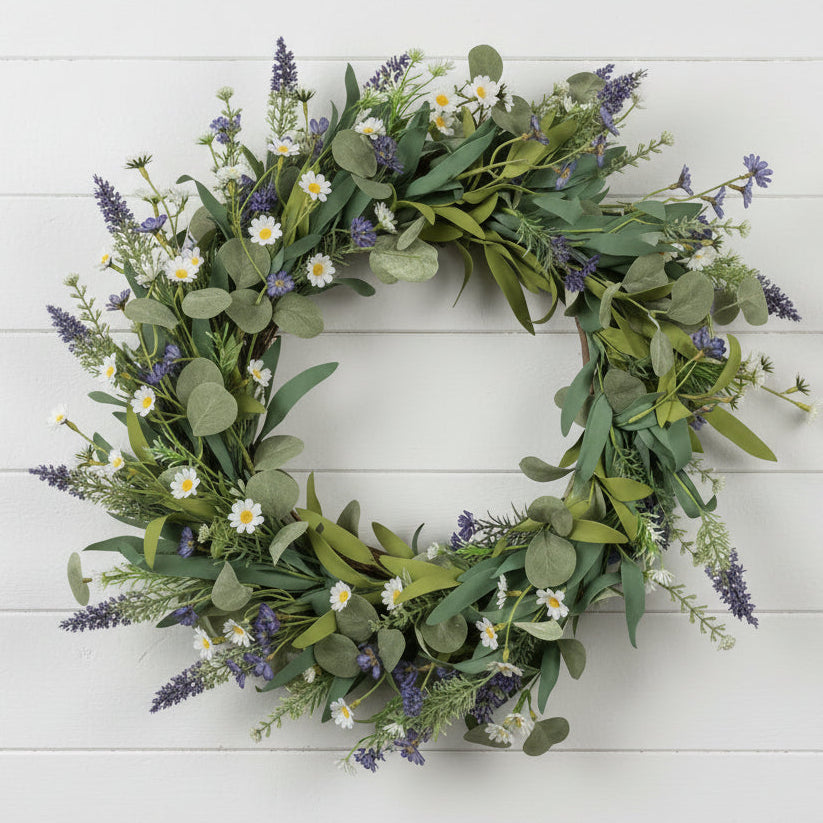 Purple & White Mixed Spring Wreath