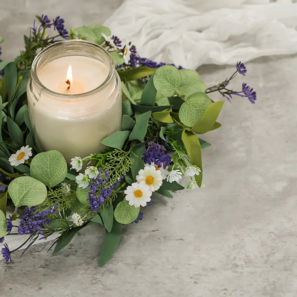 Purple & White Mixed Spring Candle Ring