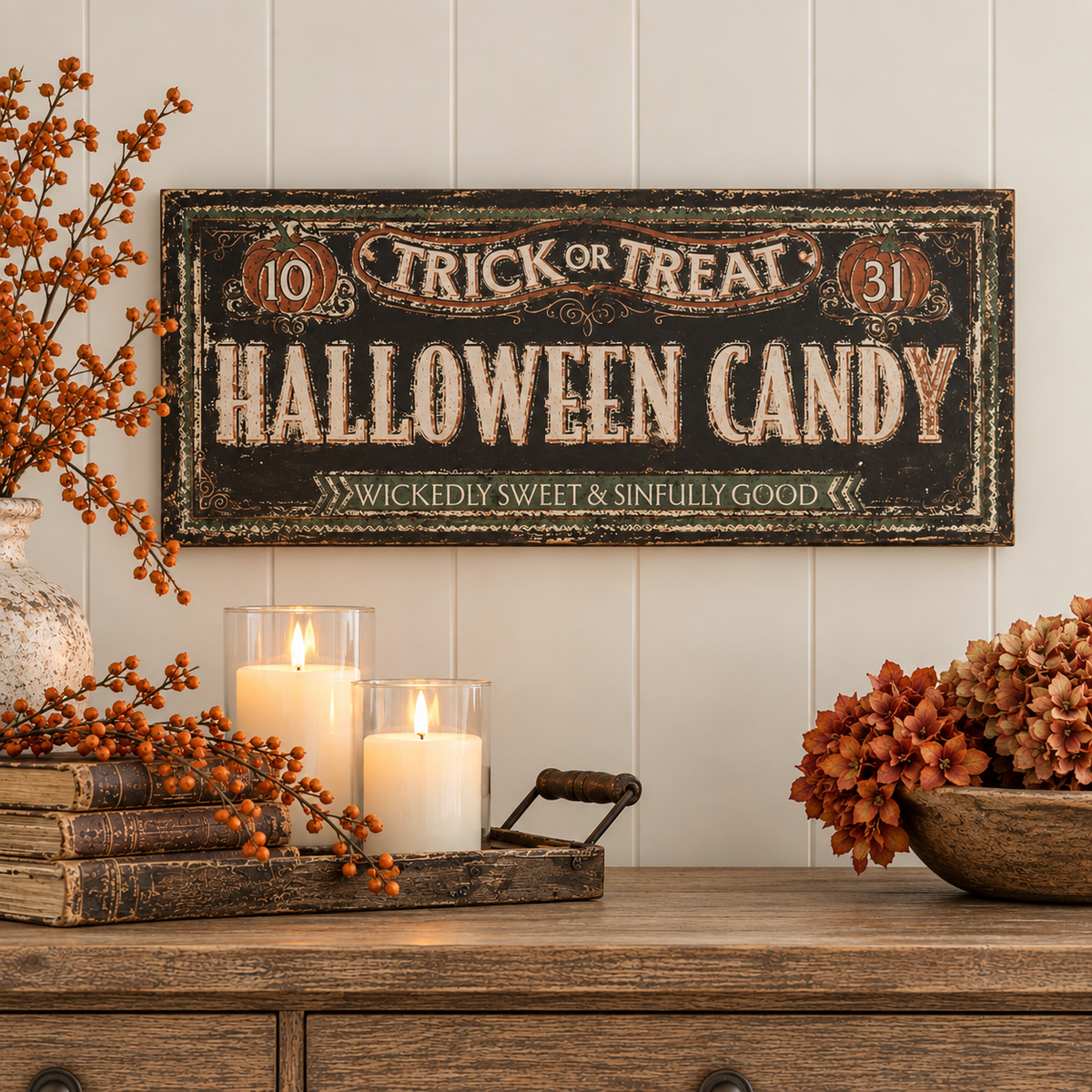 Halloween Candy Metal Sign