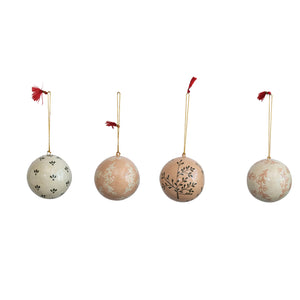 Hand Painted Paper Mache Ball Ornament