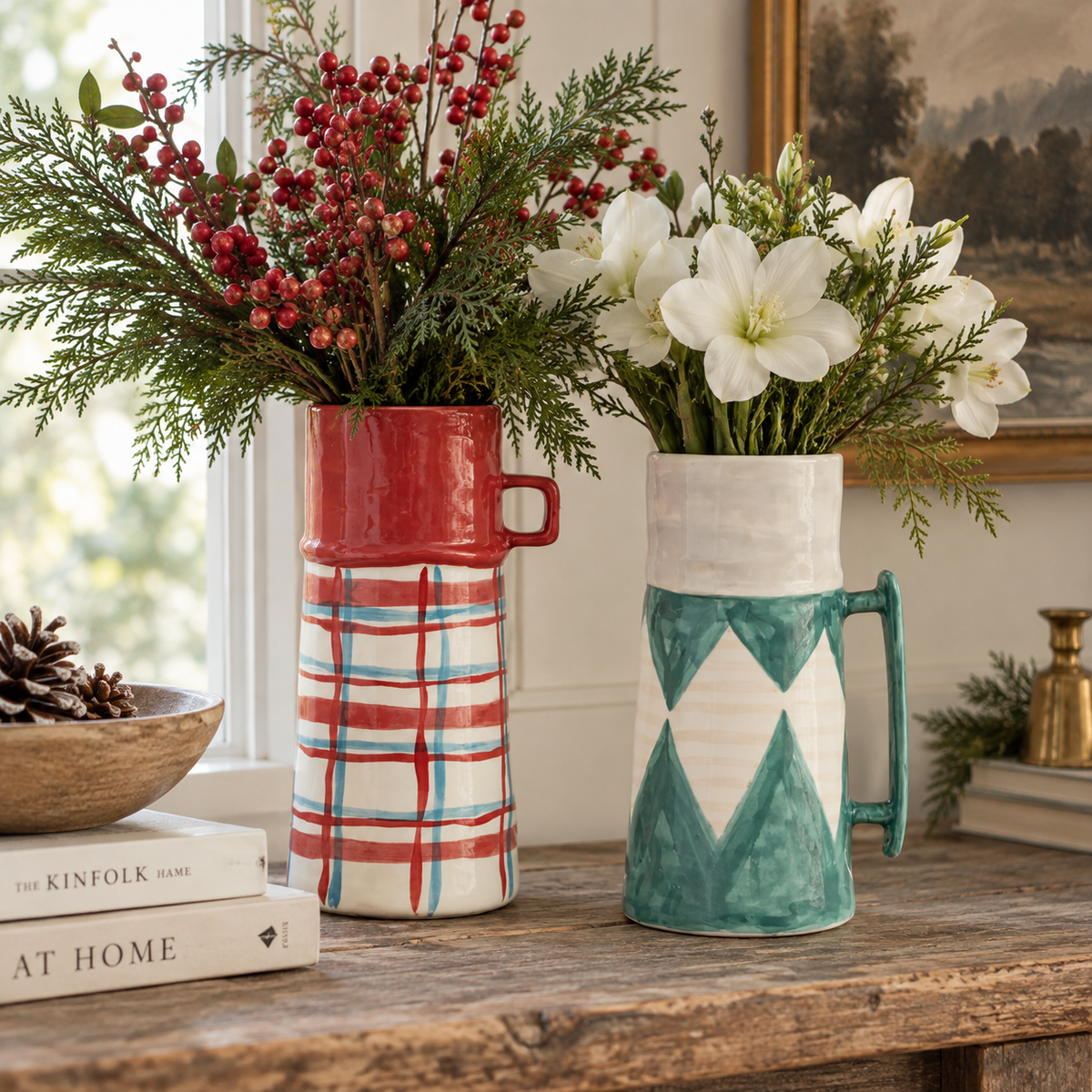 Hand Painted Vintage Thermos Stoneware Vase