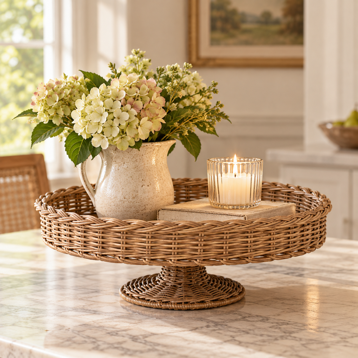 Hand Woven Rattan Pedestal
