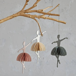 Handmade Recycled Paper Honeycomb Ballerina Ornament