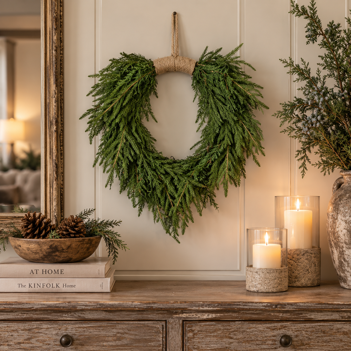 Hanging Soft Touch Cypress & Pine Wreath