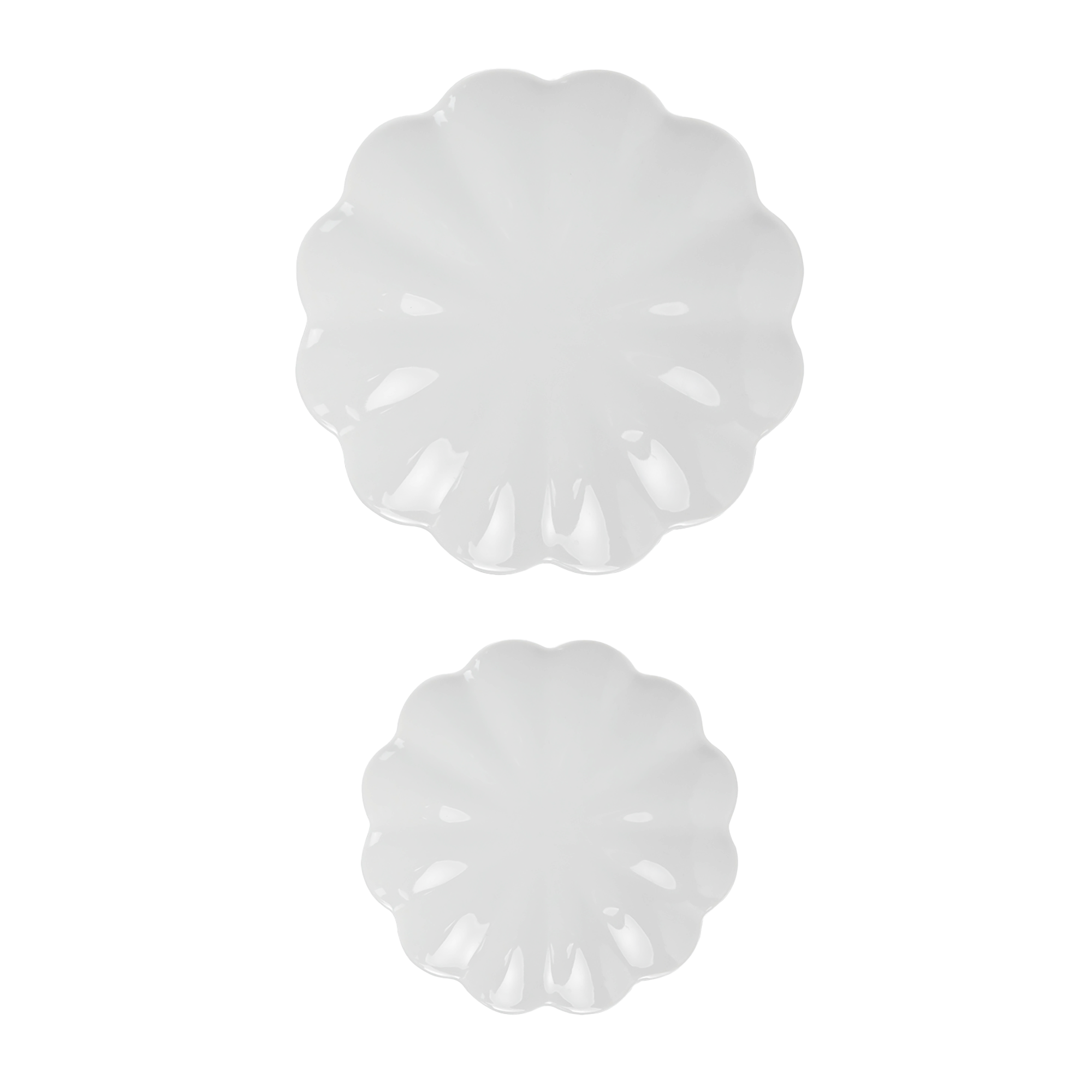 White Scalloped Serving Tray Set