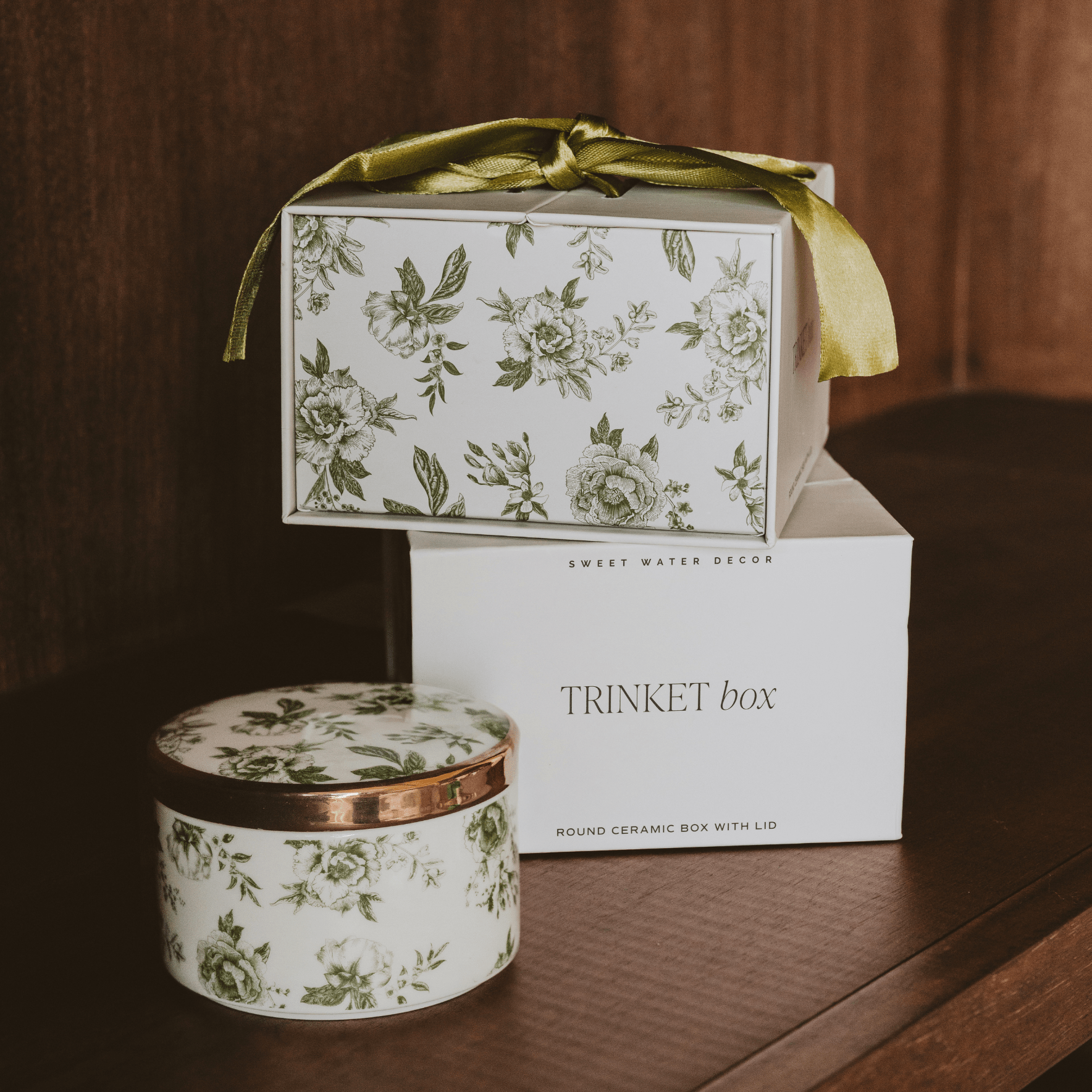 Green Delft Trinket Dish With Lid