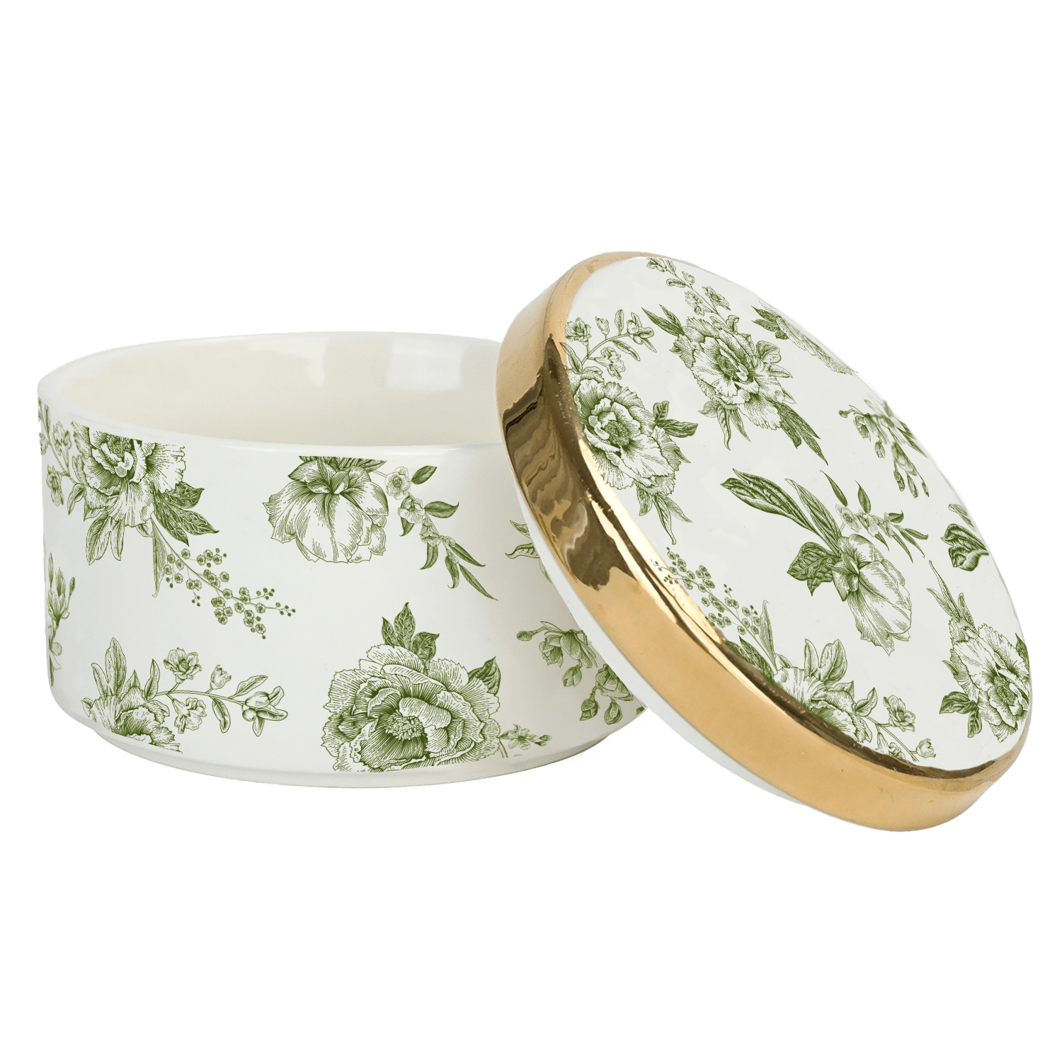 Green Delft Trinket Dish With Lid