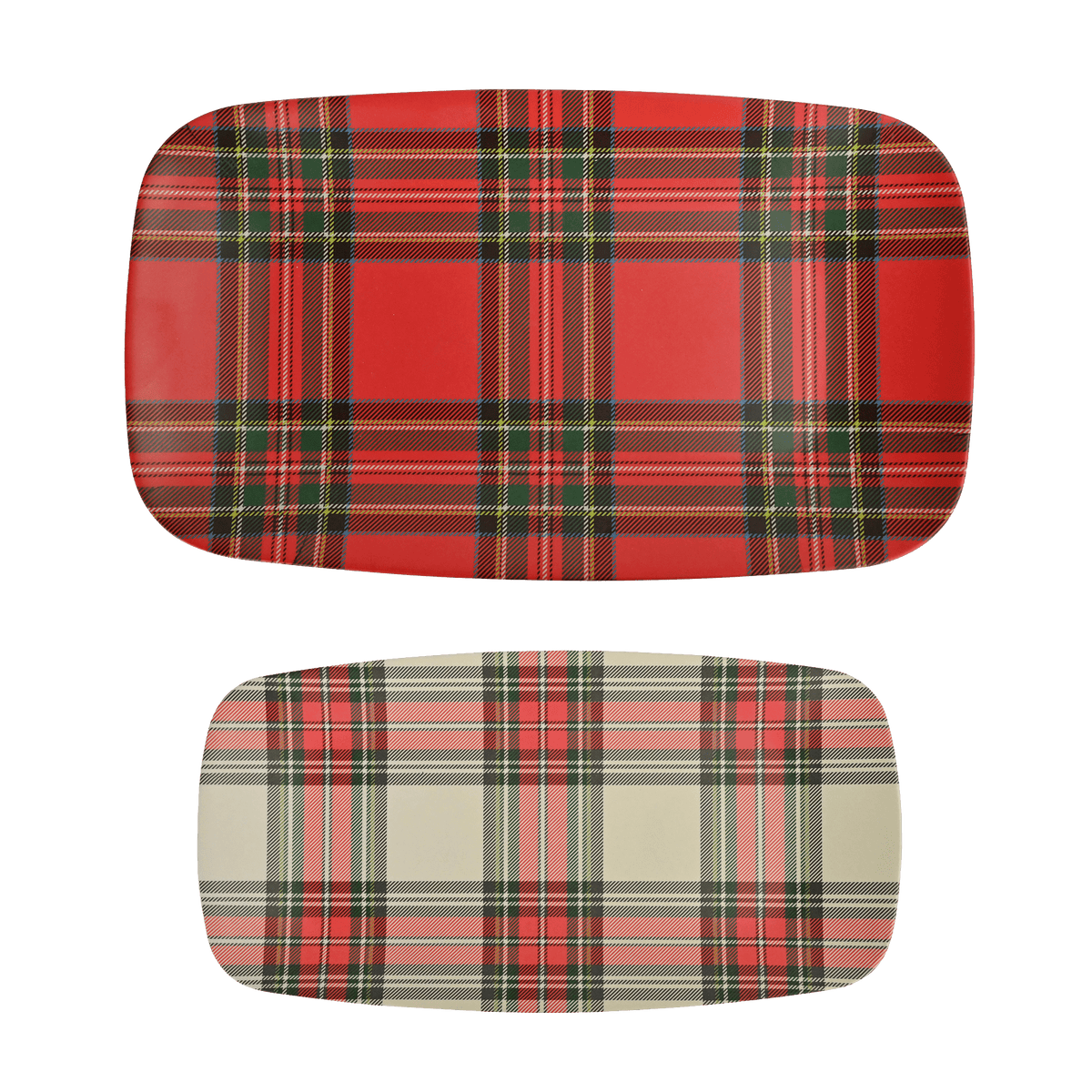 Red & White Plaid Stacking Melamine Tray Set