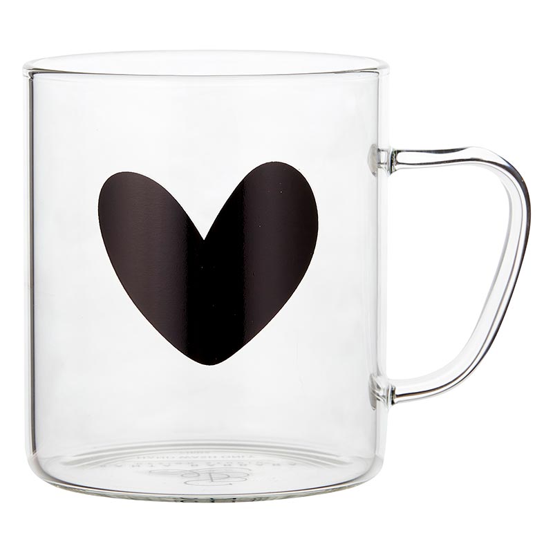 Glass Heart Mug Set