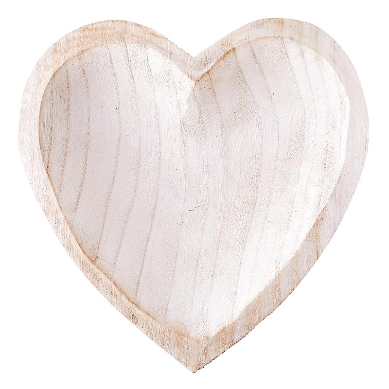 White Washed Wood Heart Bowl