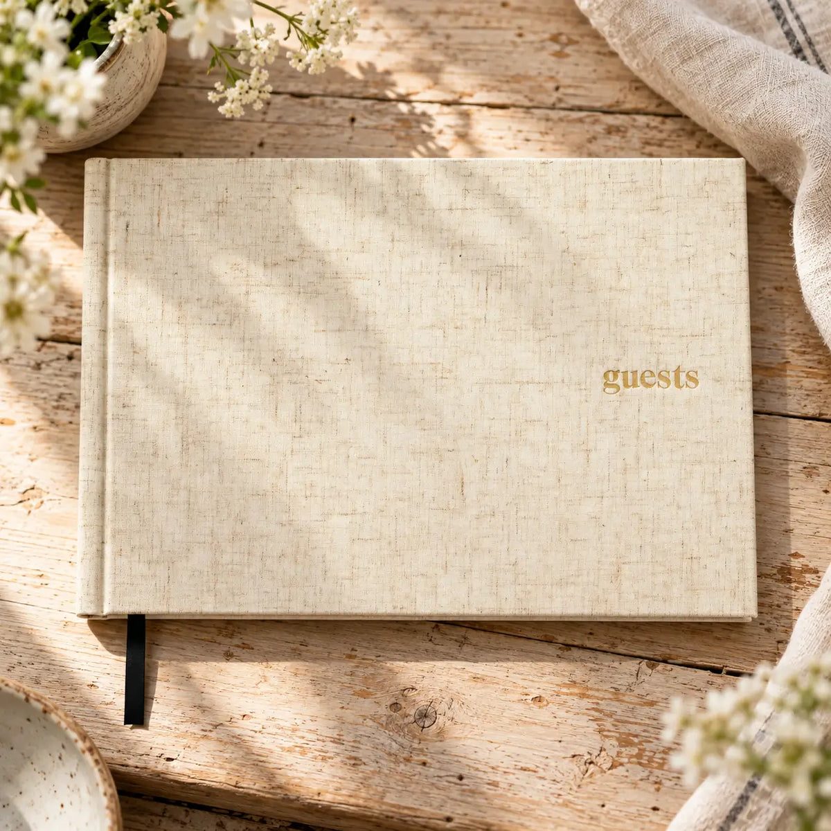 Heather Grey Linen Guestbook