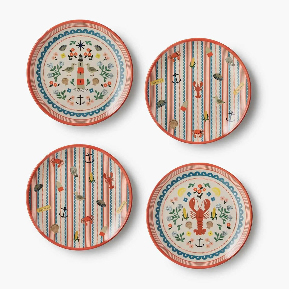 Rifle Paper Co. Seaside Melamine Dessert Plate Set