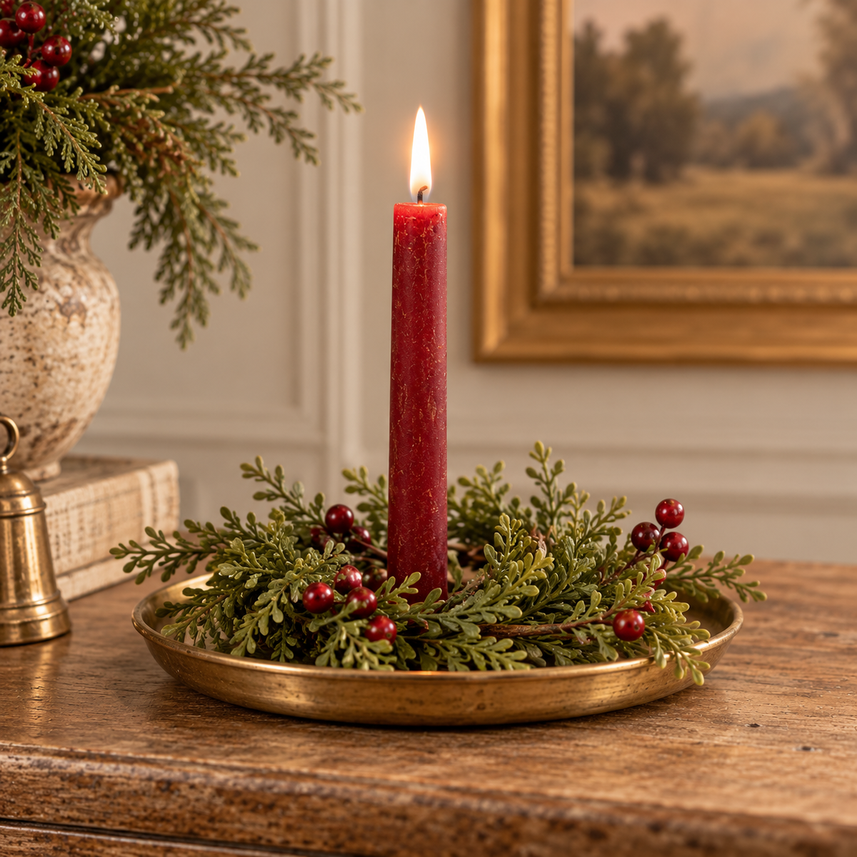 Mini Leaf & Berries Taper Candle Ring