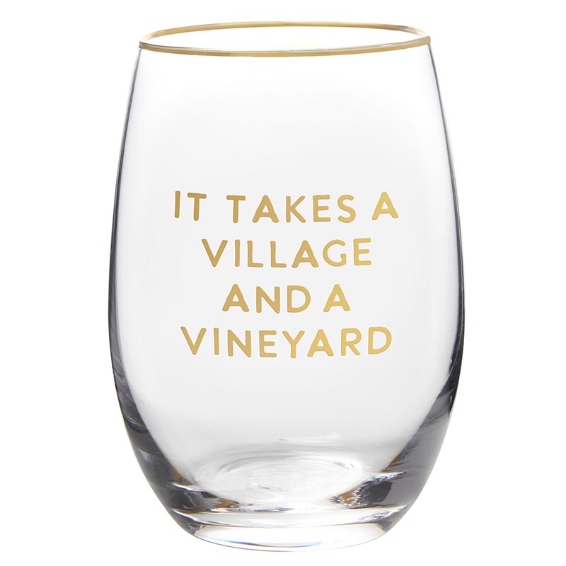 It Takes A Village Stemless Wine Glass Set