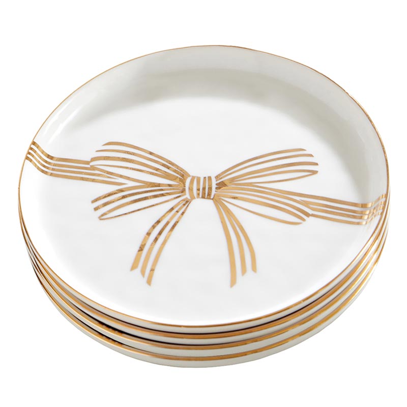 Gold Bow Appetizer Plate Set