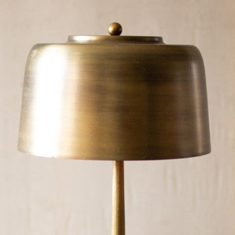 Tall Antique Brass Table Lamp with Brass Shade