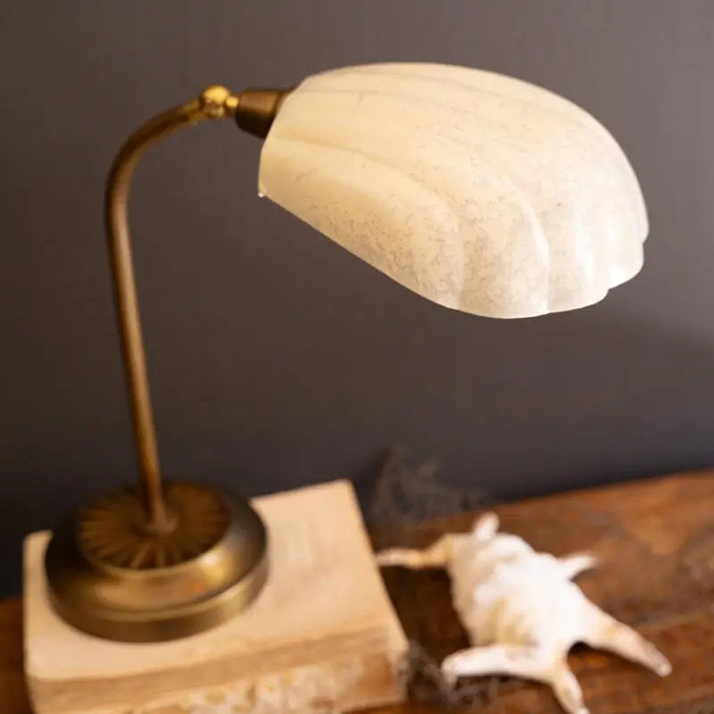 Antique Brass Shell Shade Table Lamp