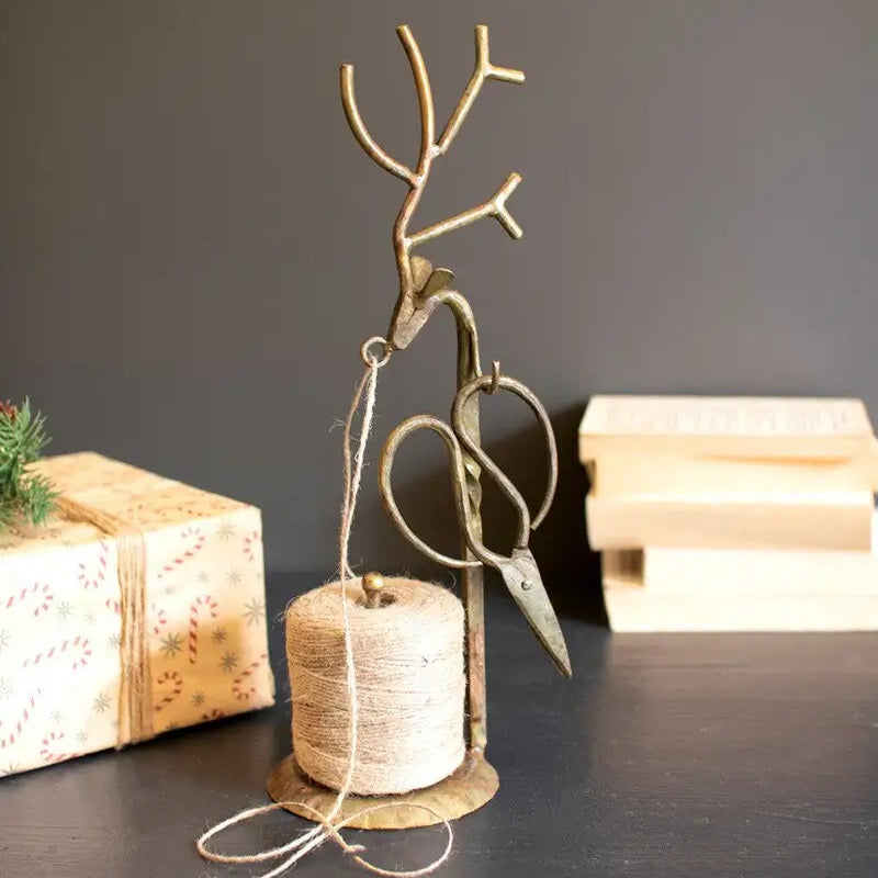Forged Iron Brass Deer Twine Holder