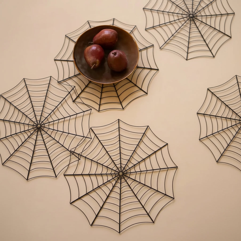 Black Wire Spider Web Placemat Set