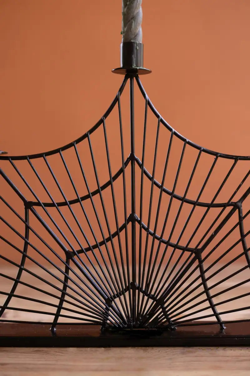 Wire Halloween Spider Web Candelabra