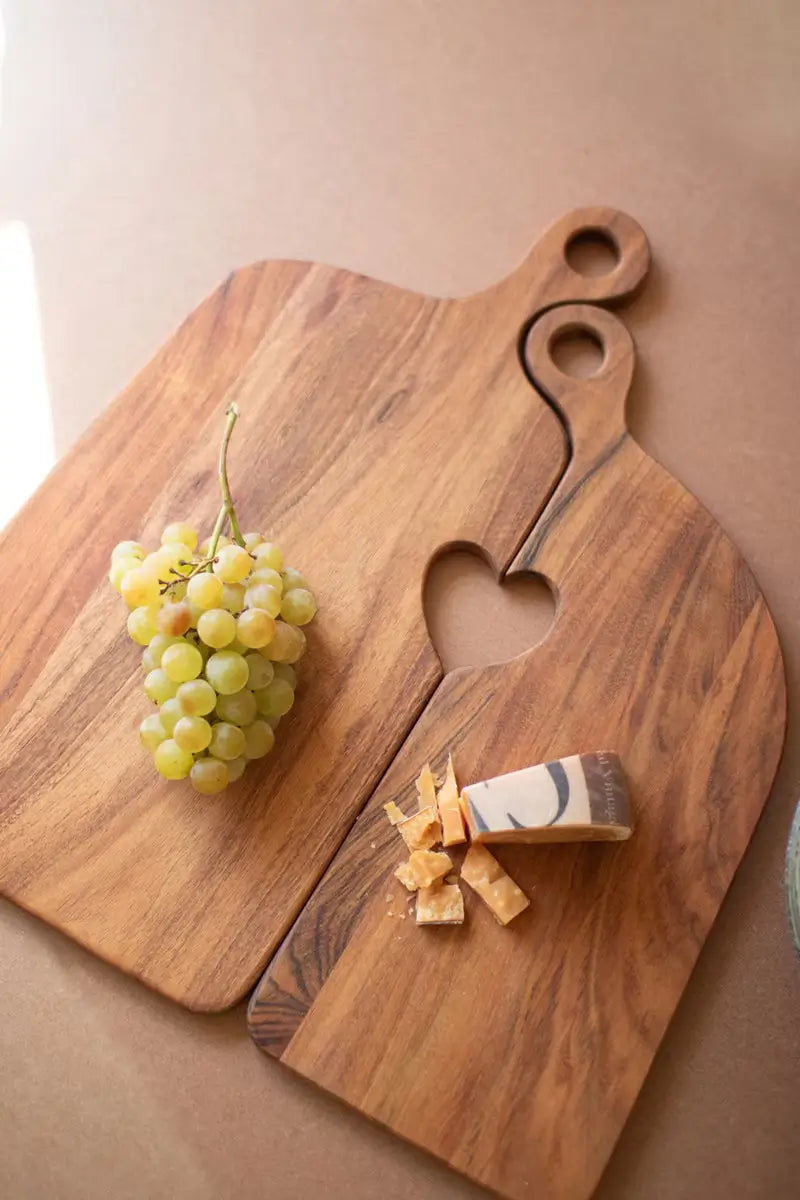 Wooden Heart Serving Board Set