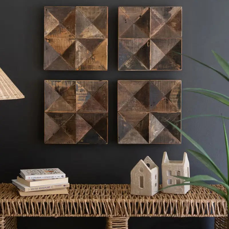 Recycled Wood Panel Wall Art Set