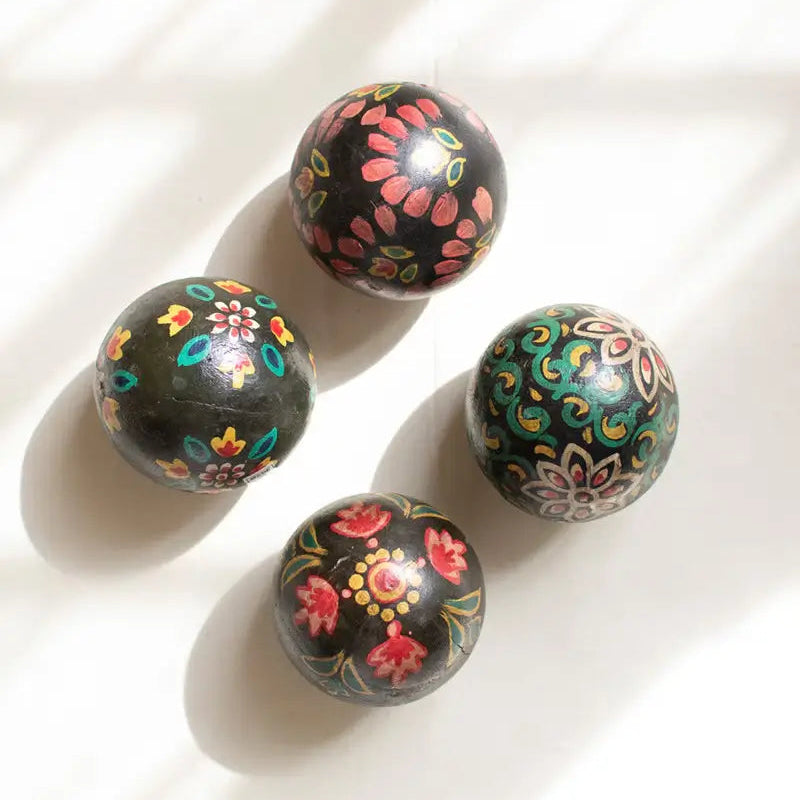 Hand Painted Wooden Sphere Set