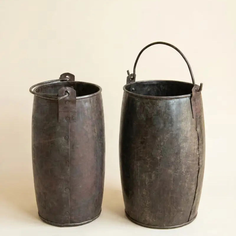 Hammered Recycled Iron Bucket Set