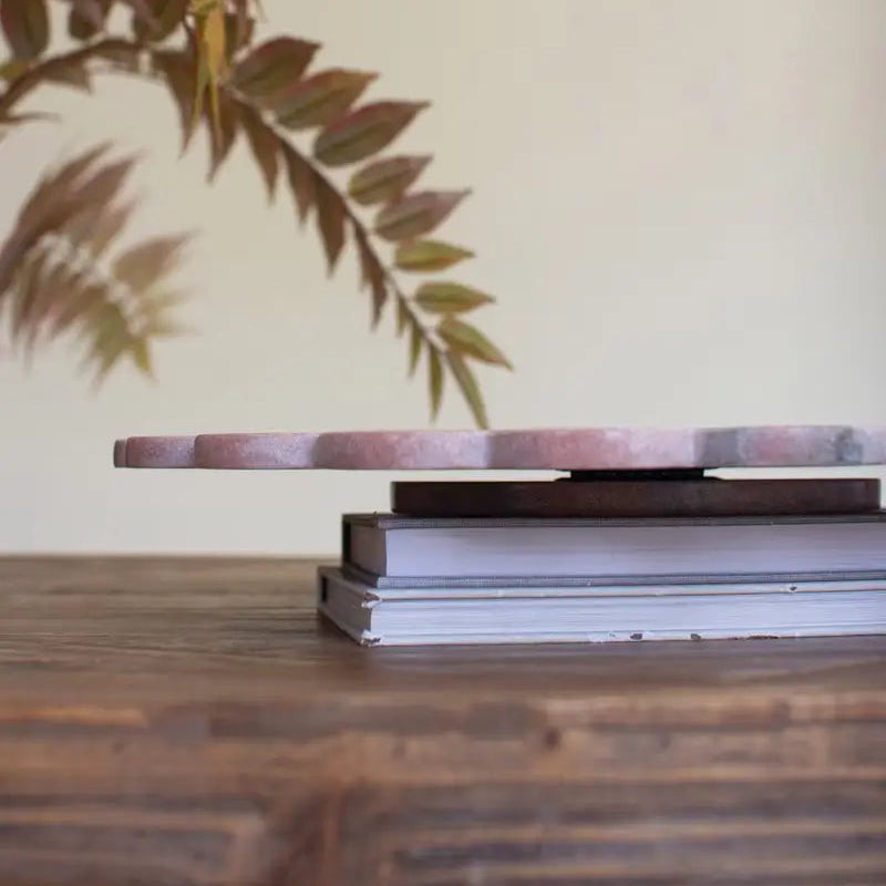 Scalloped Pink Marble Lazy Susan